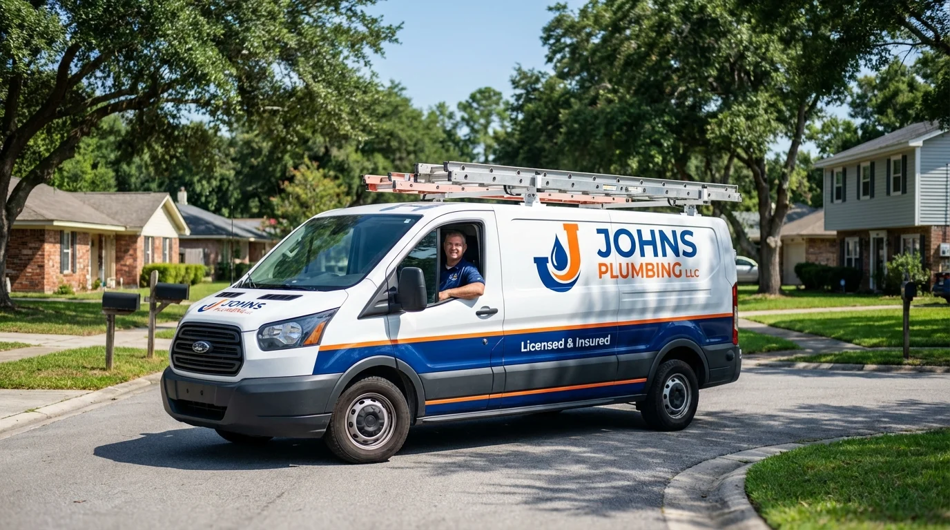 Johns Plumbing LLC service van in Tonganoxie, KS
