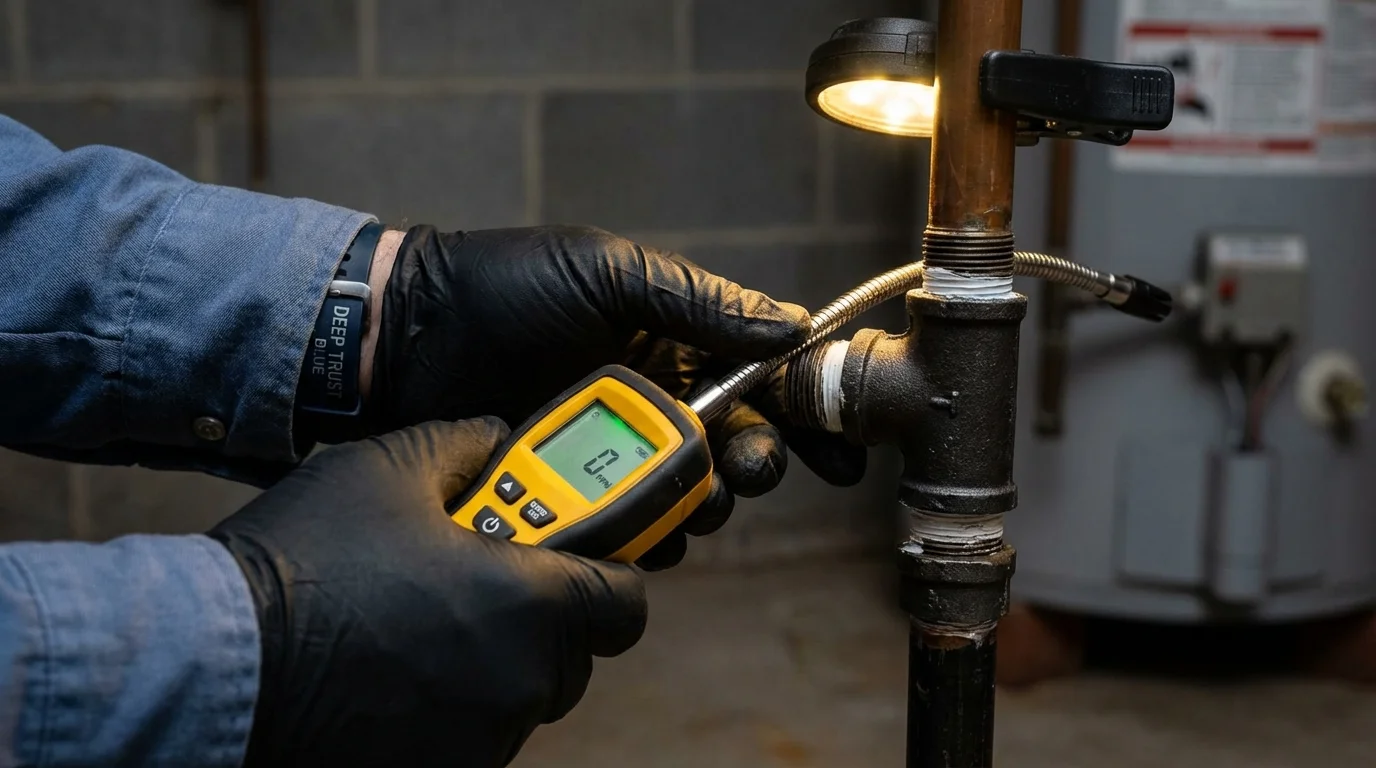 Gas leak detection with electronic sniffer by Johns Plumbing LLC in Tonganoxie